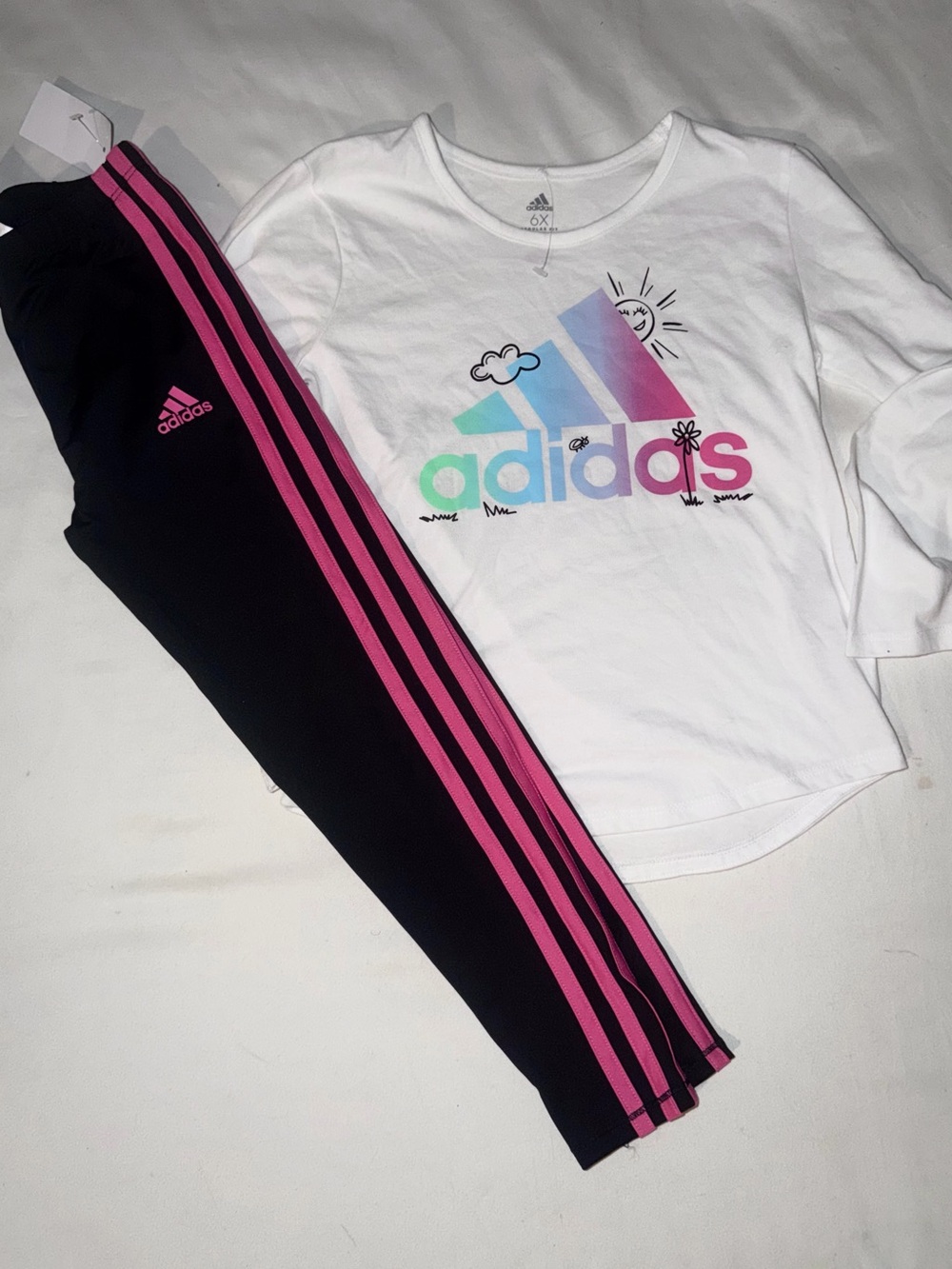 Adidas Girls Youth 2pc Active Wear Legging & Tee Set - 6X youth
